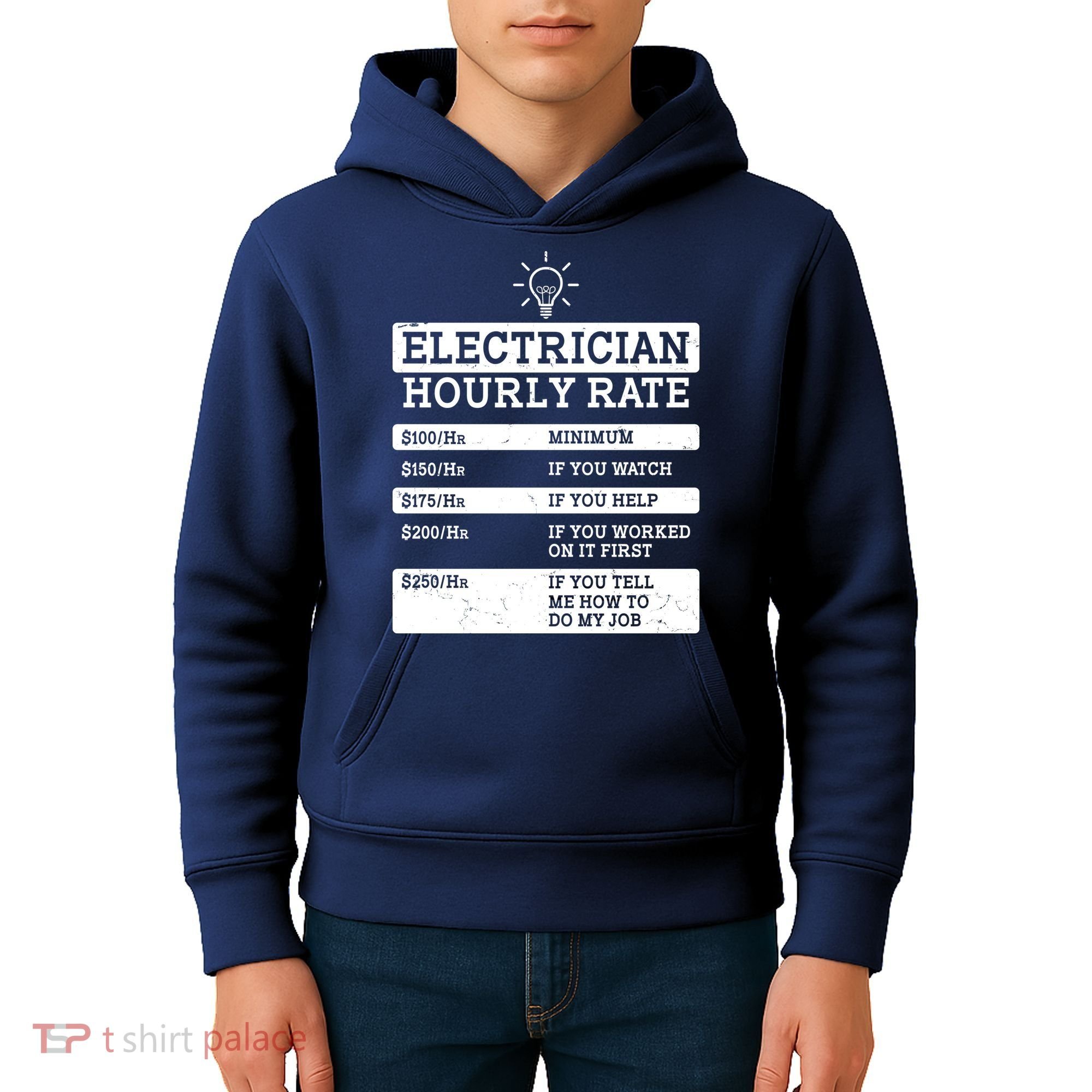 Funny Electrician Hourly Rate List Kids Hoodie