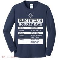 Funny Electrician Hourly Rate List Kids Long Sleeve Shirt thumb 0