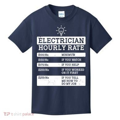 Funny Electrician Hourly Rate List Kids T-Shirt