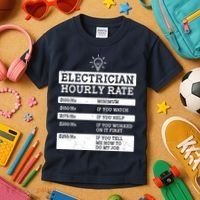Funny Electrician Hourly Rate List Kids T-Shirt thumb 3