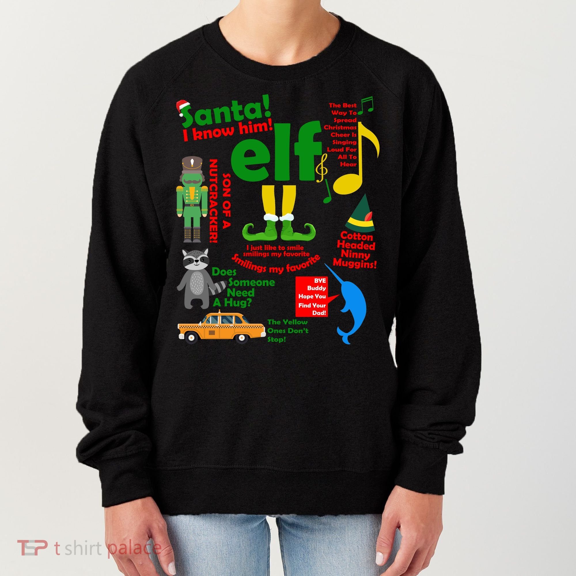 Funny Elf Santa Knows Him Christmas Women's Sweatshirt