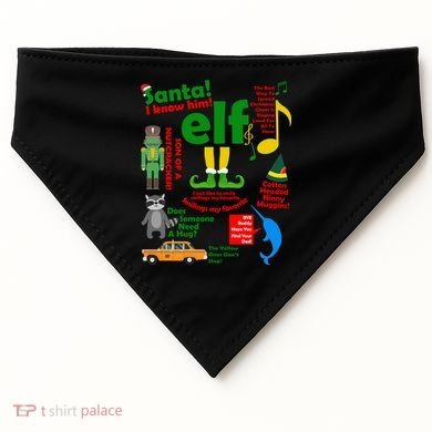 Funny Elf Santa Knows Him Christmas USA-Made Doggie Bandana