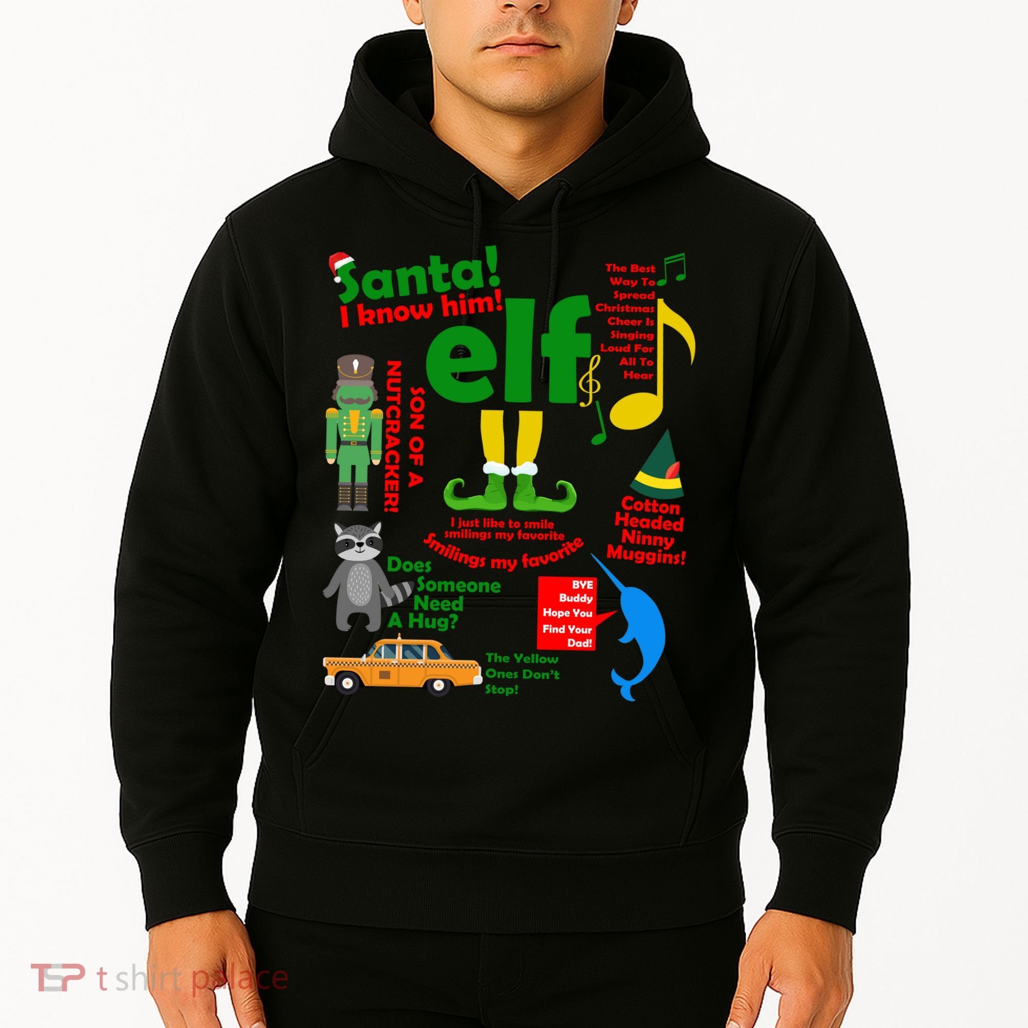 Funny Elf Santa Knows Him Christmas Hoodie