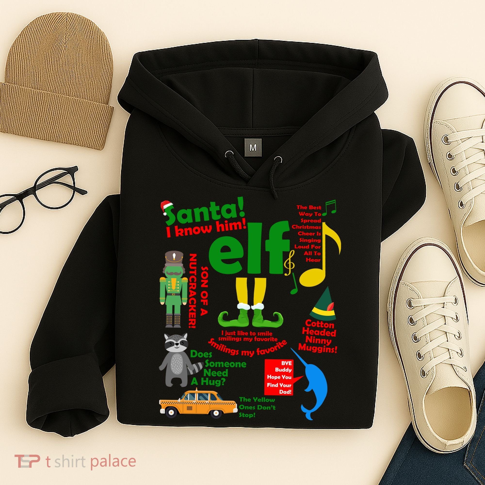 Funny Elf Santa Knows Him Christmas Hoodie