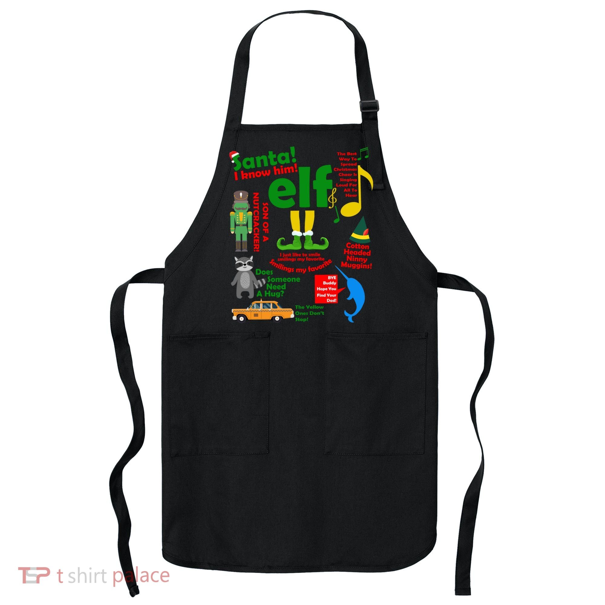 Funny Elf Santa Knows Him Christmas Apron