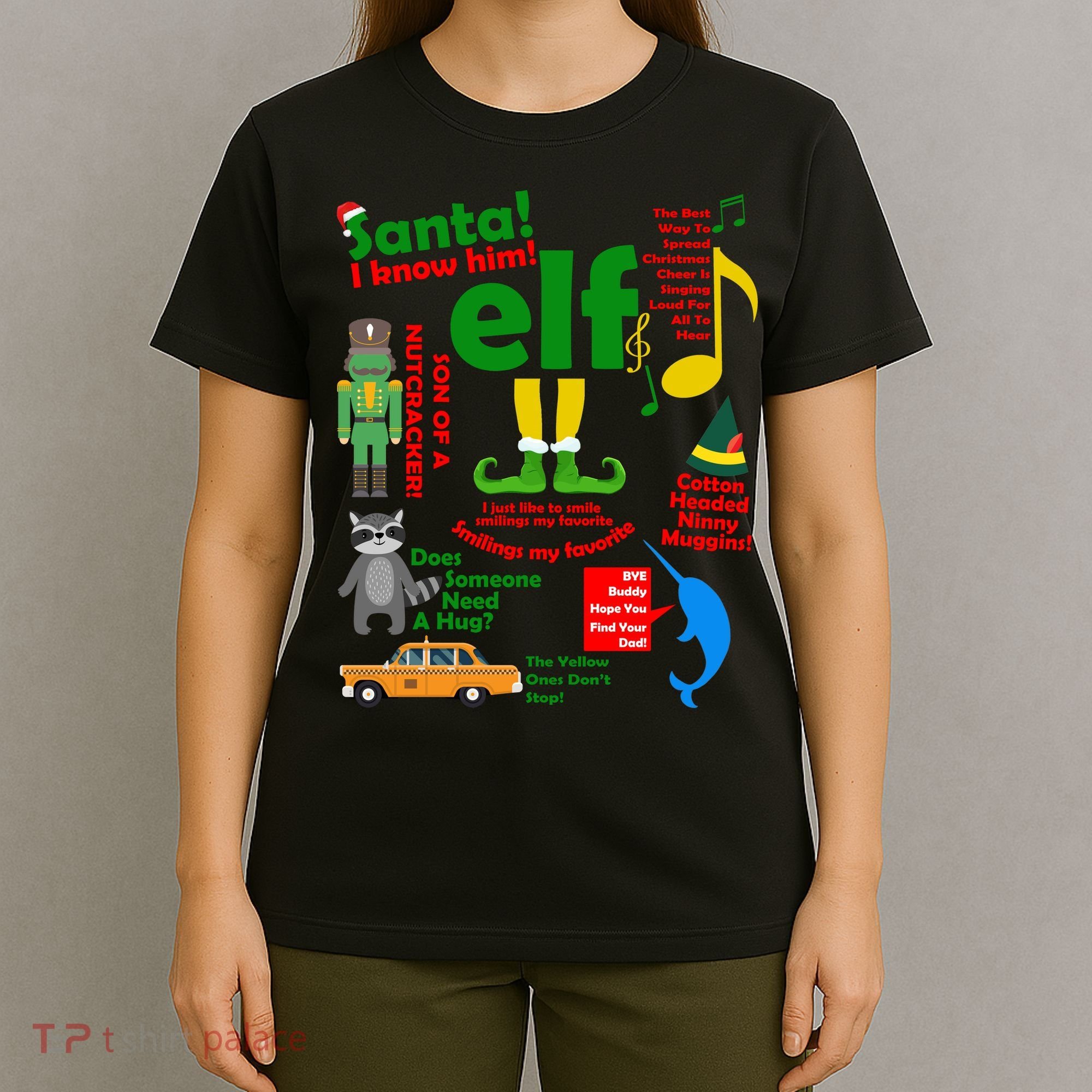 Funny Elf Santa Knows Him Christmas T-Shirt