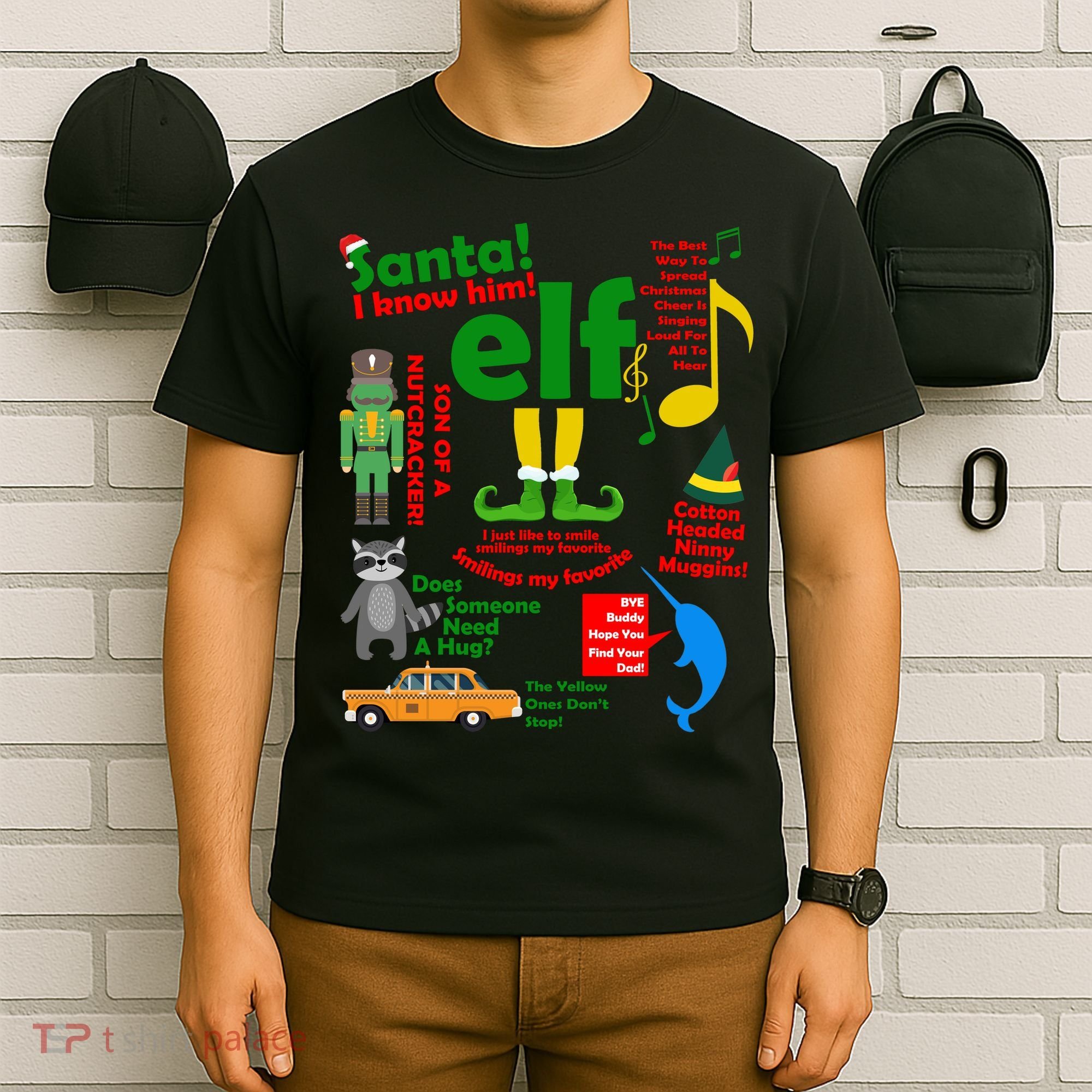Funny Elf Santa Knows Him Christmas T-Shirt