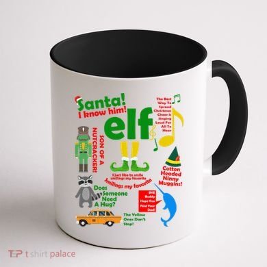 Funny Elf Santa Knows Him Christmas Coffee Mug back