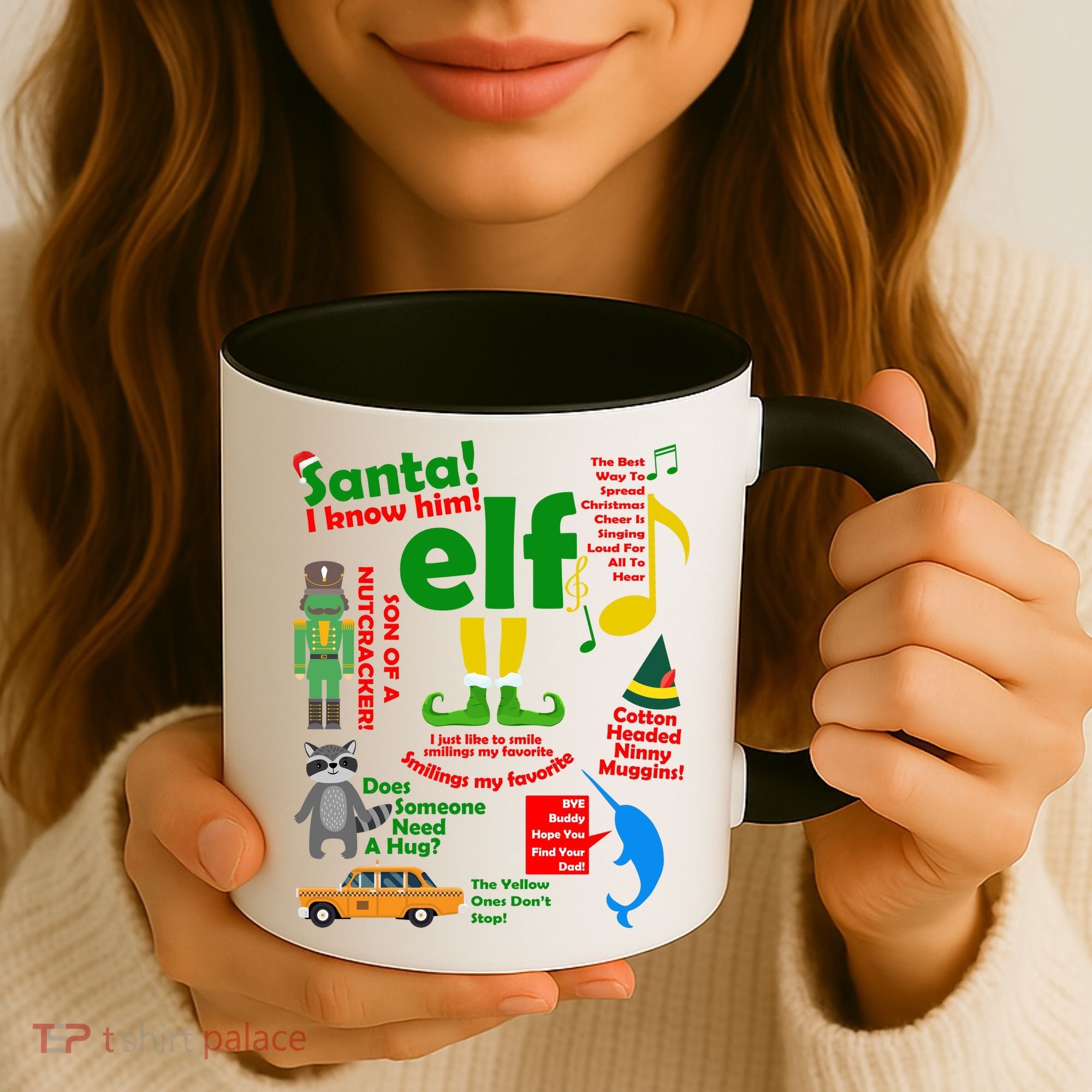 Funny Elf Santa Knows Him Christmas Coffee Mug