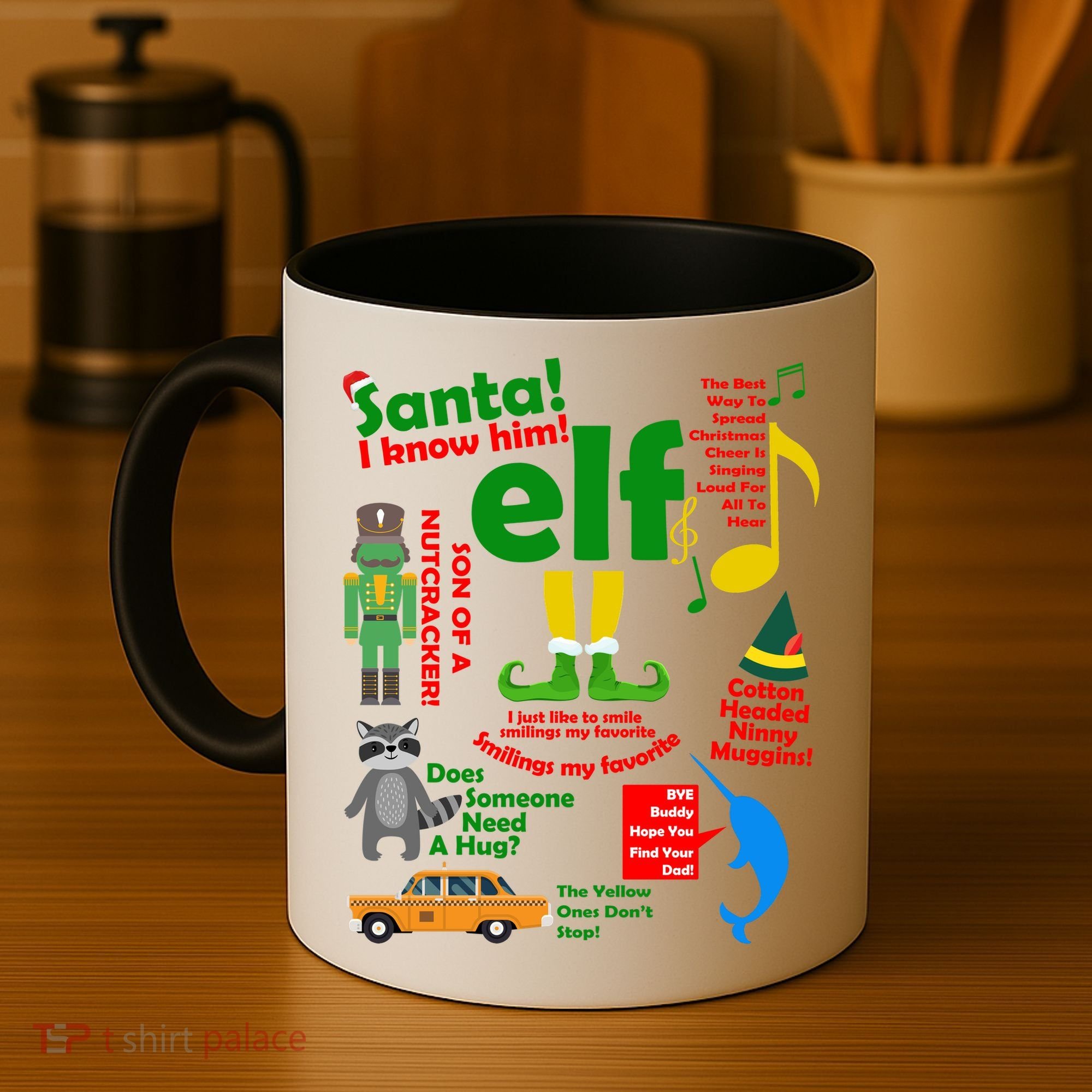 Funny Elf Santa Knows Him Christmas Coffee Mug