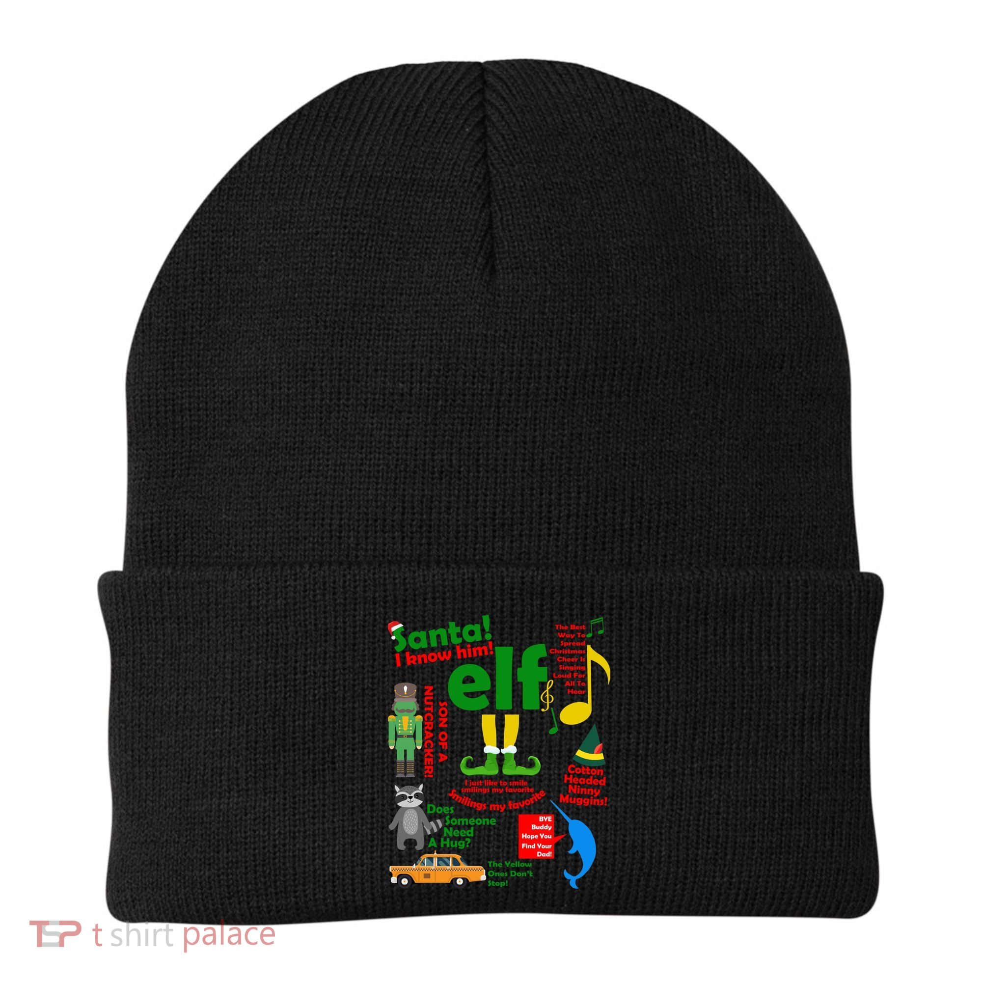 Funny Elf Santa Knows Him Christmas Beanie