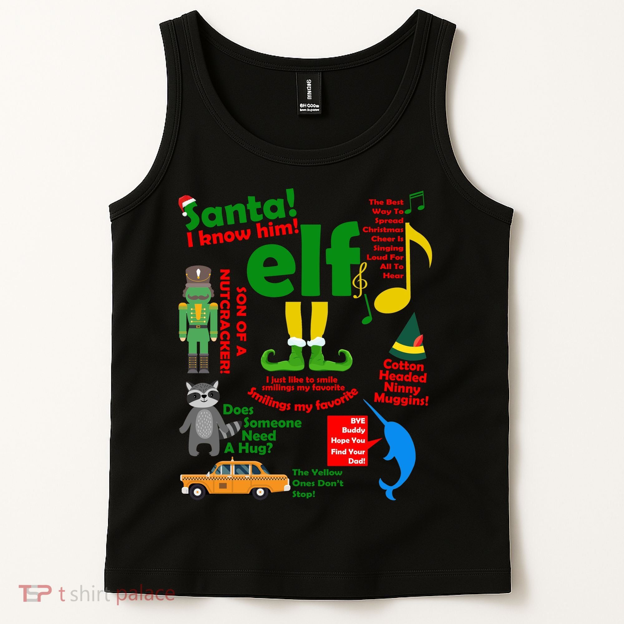 Funny Elf Santa Knows Him Christmas Tank Top