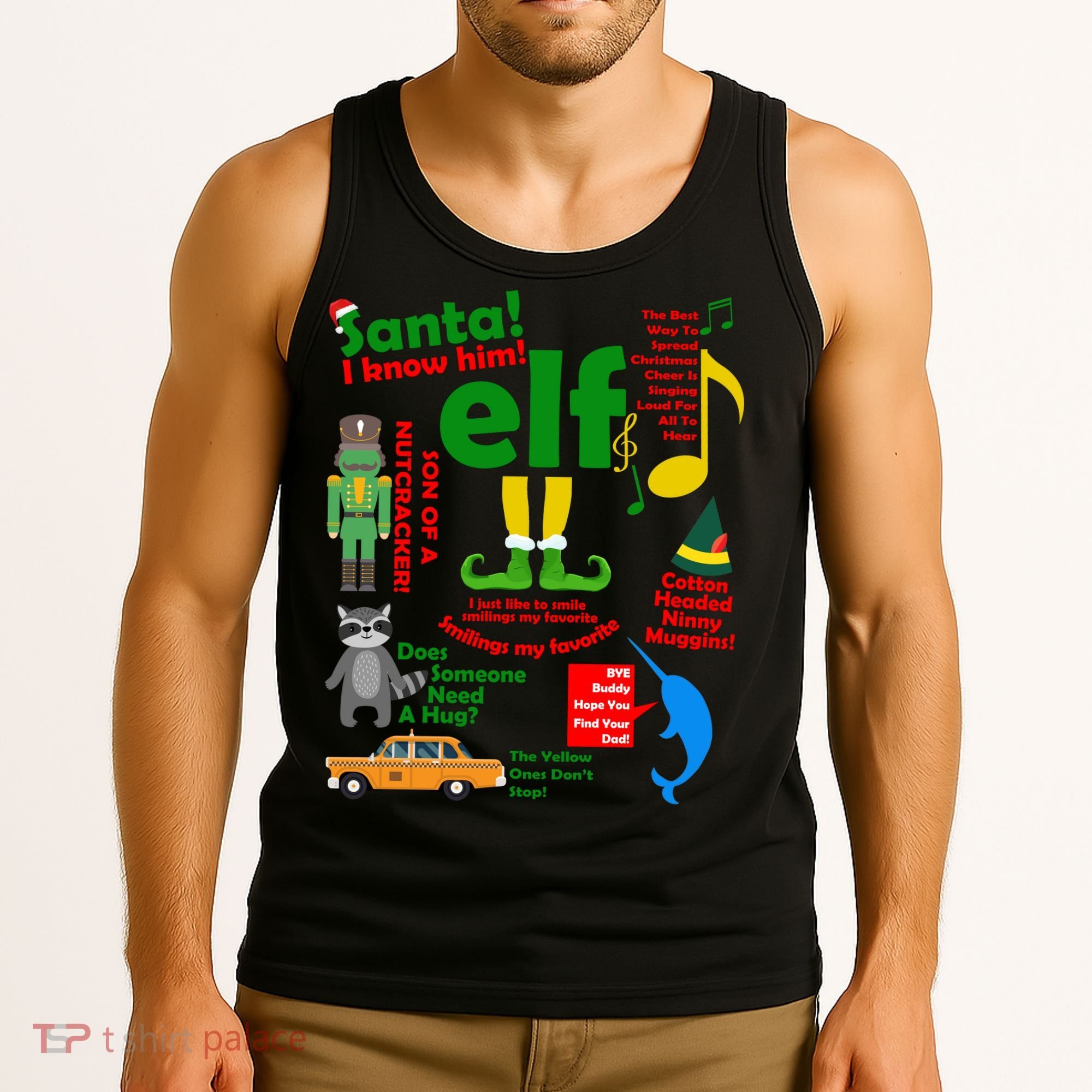 Funny Elf Santa Knows Him Christmas Tank Top