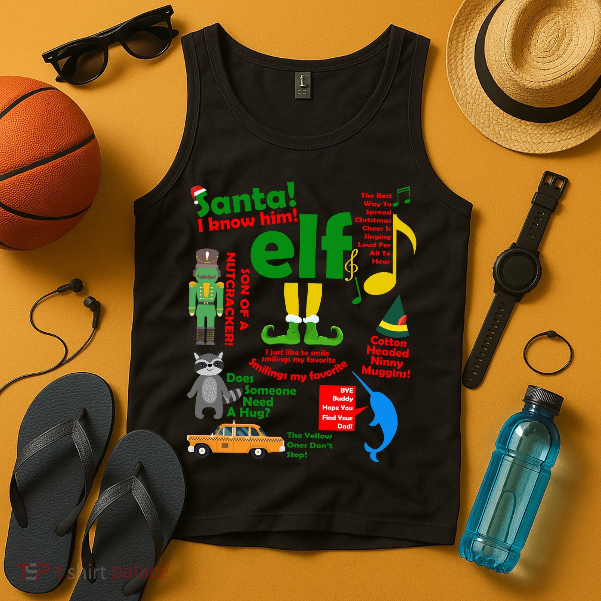 Funny Elf Santa Knows Him Christmas Tank Top
