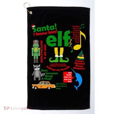 Funny Elf Santa Knows Him Christmas Golf Towel