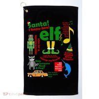 Funny Elf Santa Knows Him Christmas Golf Towel thumb 0