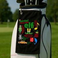 Funny Elf Santa Knows Him Christmas Golf Towel thumb 2