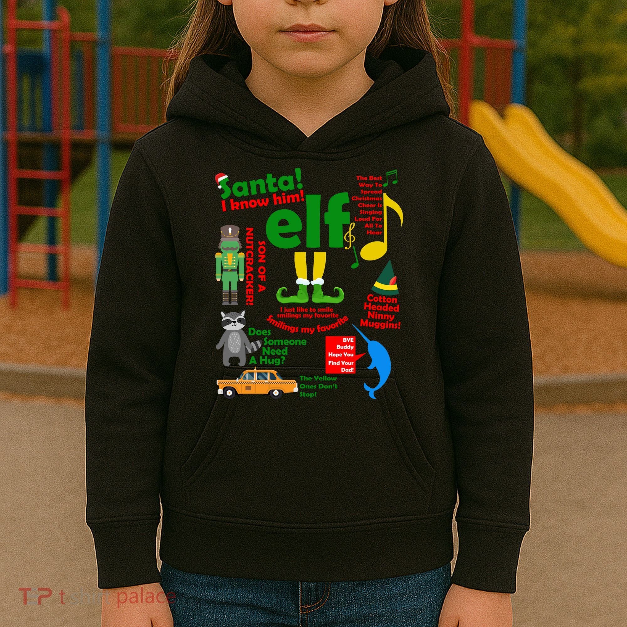 Funny Elf Santa Knows Him Christmas Kids Hoodie