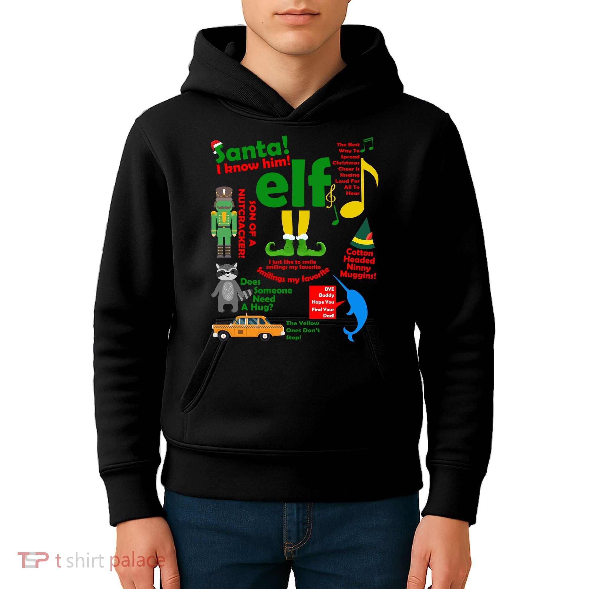 Funny Elf Santa Knows Him Christmas Kids Hoodie