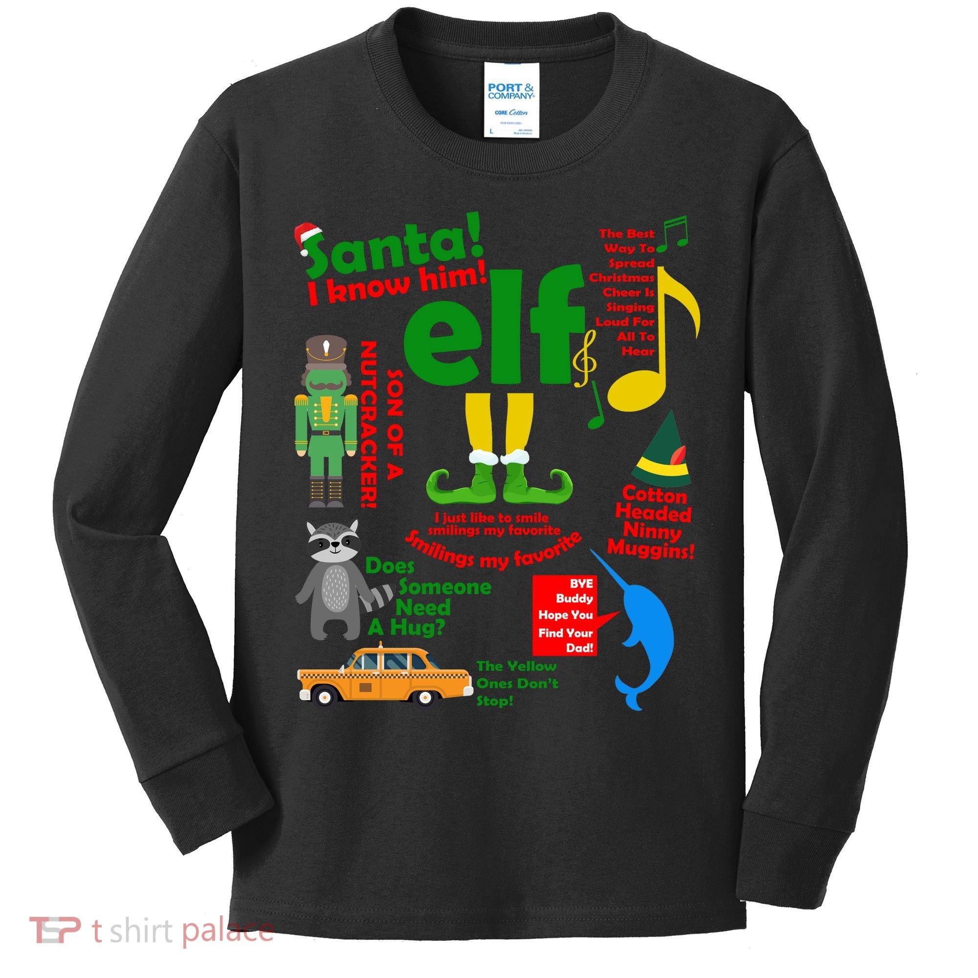 Funny Elf Santa Knows Him Christmas Kids Long Sleeve Shirt