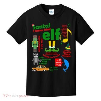 Funny Elf Santa Knows Him Christmas Kids T-Shirt