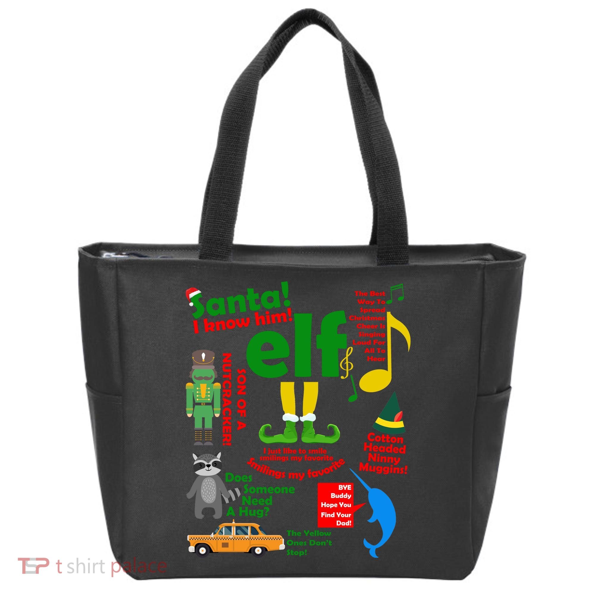 Funny Elf Santa Knows Him Christmas Tote Bag