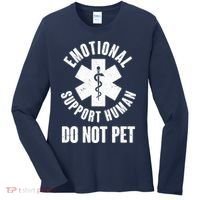 Funny Emotional Support Human Do No Pet Women's Long Sleeve Shirt thumb 0