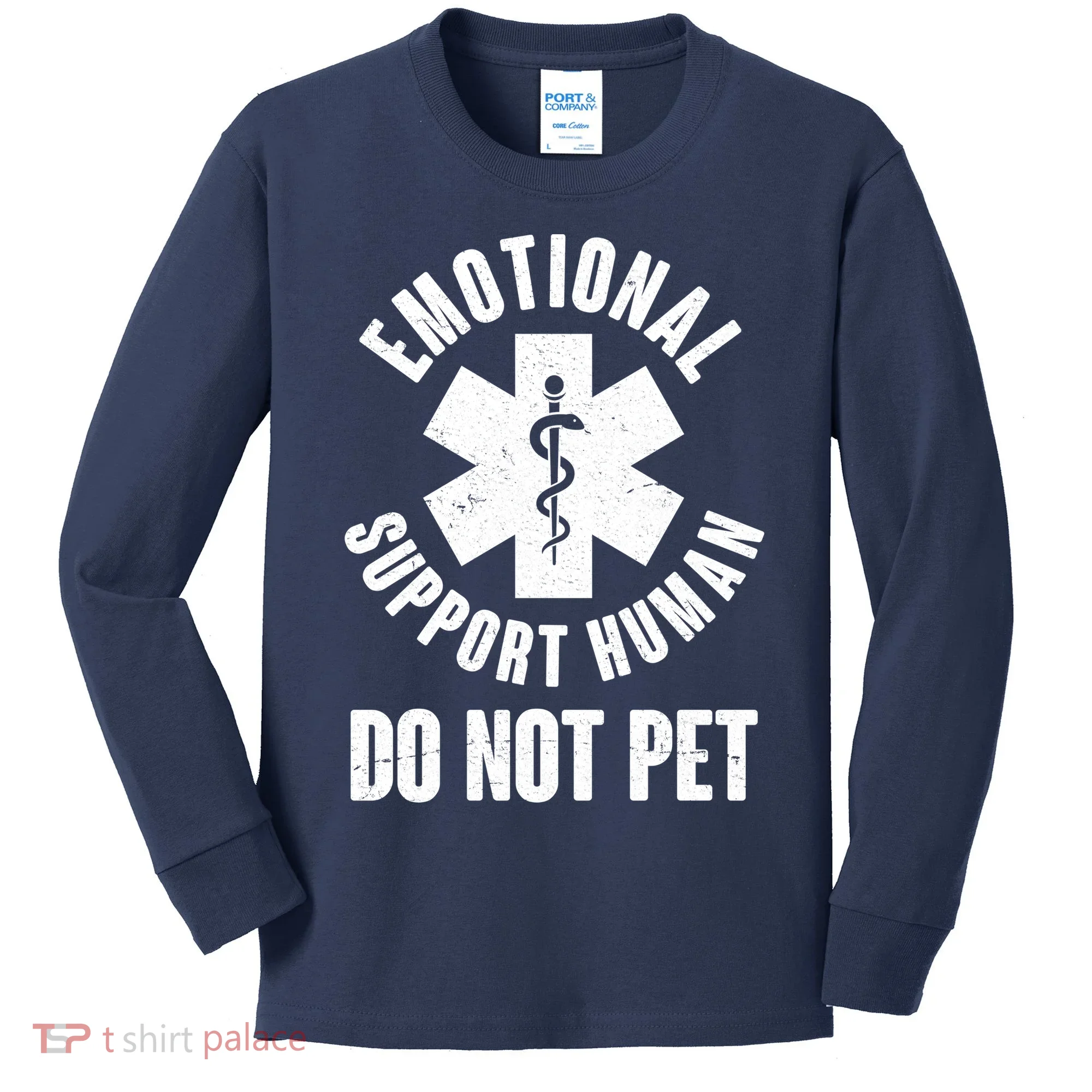 Funny Emotional Support Human Do No Pet Kids Long Sleeve Shirt