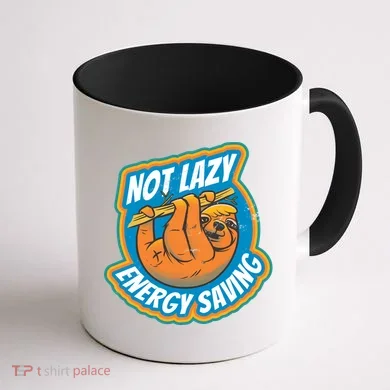 Funny Energy Saving Sloth Coffee Mug back