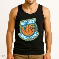 Funny Energy Saving Sloth Tank Top thumb 3