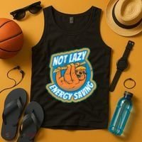 Funny Energy Saving Sloth Tank Top thumb 4