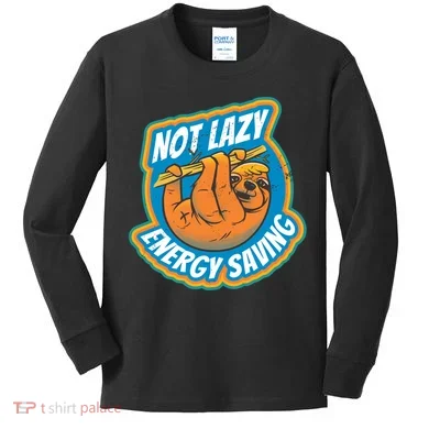 Funny Energy Saving Sloth Kids Long Sleeve Shirt