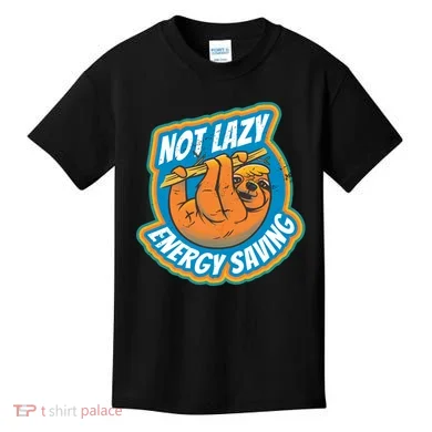 Funny Energy Saving Sloth Kids T-Shirt