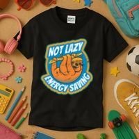 Funny Energy Saving Sloth Kids T-Shirt thumb 3