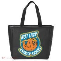 Funny Energy Saving Sloth Tote Bag thumb 0