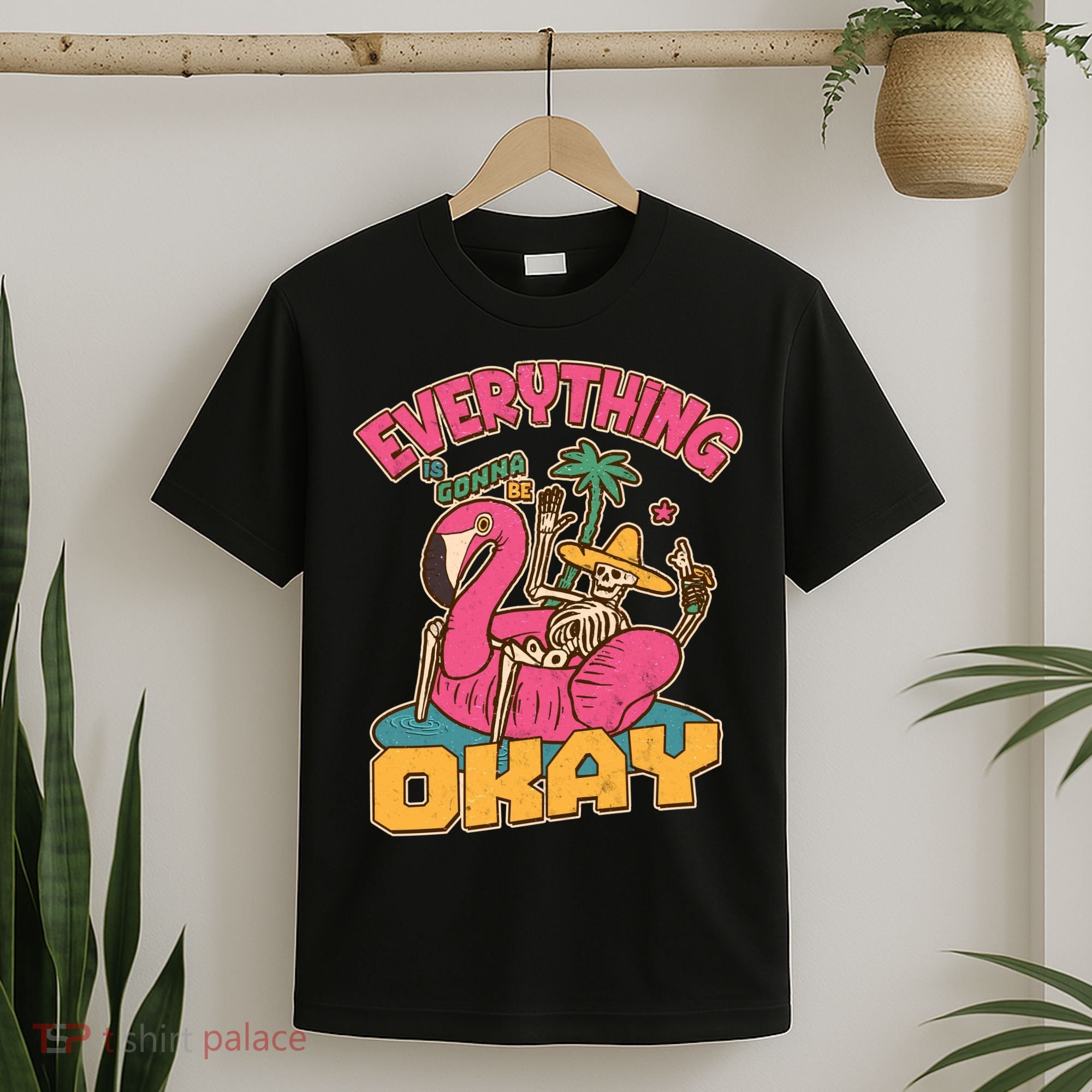 Funny Everything Is Gonna Be Okay Vacation Skeleton T-Shirt