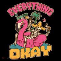 Funny Everything Is Gonna Be Okay Vacation Skeleton Button thumb 1