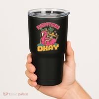 Funny Everything Is Gonna Be Okay Vacation Skeleton Tumbler thumb 2