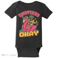 Funny Everything Is Gonna Be Okay Vacation Skeleton Baby Bodysuit thumb 0