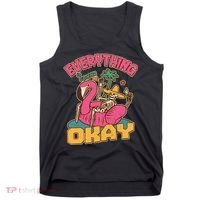 Funny Everything Is Gonna Be Okay Vacation Skeleton Tank Top thumb 0