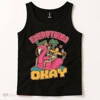 Funny Everything Is Gonna Be Okay Vacation Skeleton Tank Top thumb 2