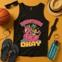 Funny Everything Is Gonna Be Okay Vacation Skeleton Tank Top thumb 4