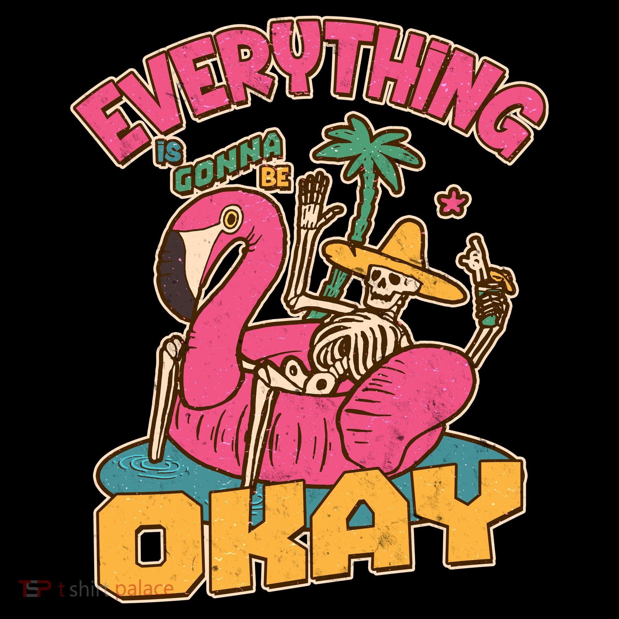Funny Everything Is Gonna Be Okay Vacation Skeleton Tank Top