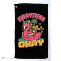 Funny Everything Is Gonna Be Okay Vacation Skeleton Golf Towel thumb 0