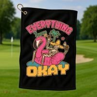 Funny Everything Is Gonna Be Okay Vacation Skeleton Golf Towel thumb 1
