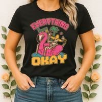 Funny Everything Is Gonna Be Okay Vacation Skeleton Women's T-Shirt thumb 2