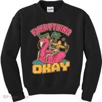 Funny Everything Is Gonna Be Okay Vacation Skeleton Kids Sweatshirt thumb 0