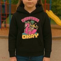 Funny Everything Is Gonna Be Okay Vacation Skeleton Kids Hoodie thumb 3