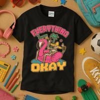 Funny Everything Is Gonna Be Okay Vacation Skeleton Kids T-Shirt thumb 3