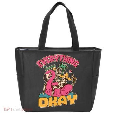 Funny Everything Is Gonna Be Okay Vacation Skeleton Tote Bag